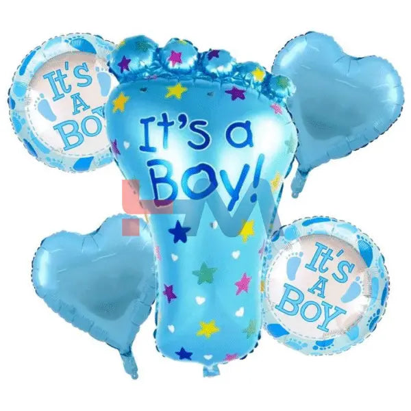 5 PC Its A Boy Foil Balloons