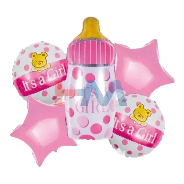 5 PC Its A Girl Foil Balloons