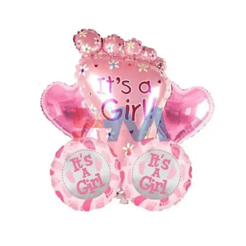 5 PC Its A Girl Foil Balloons