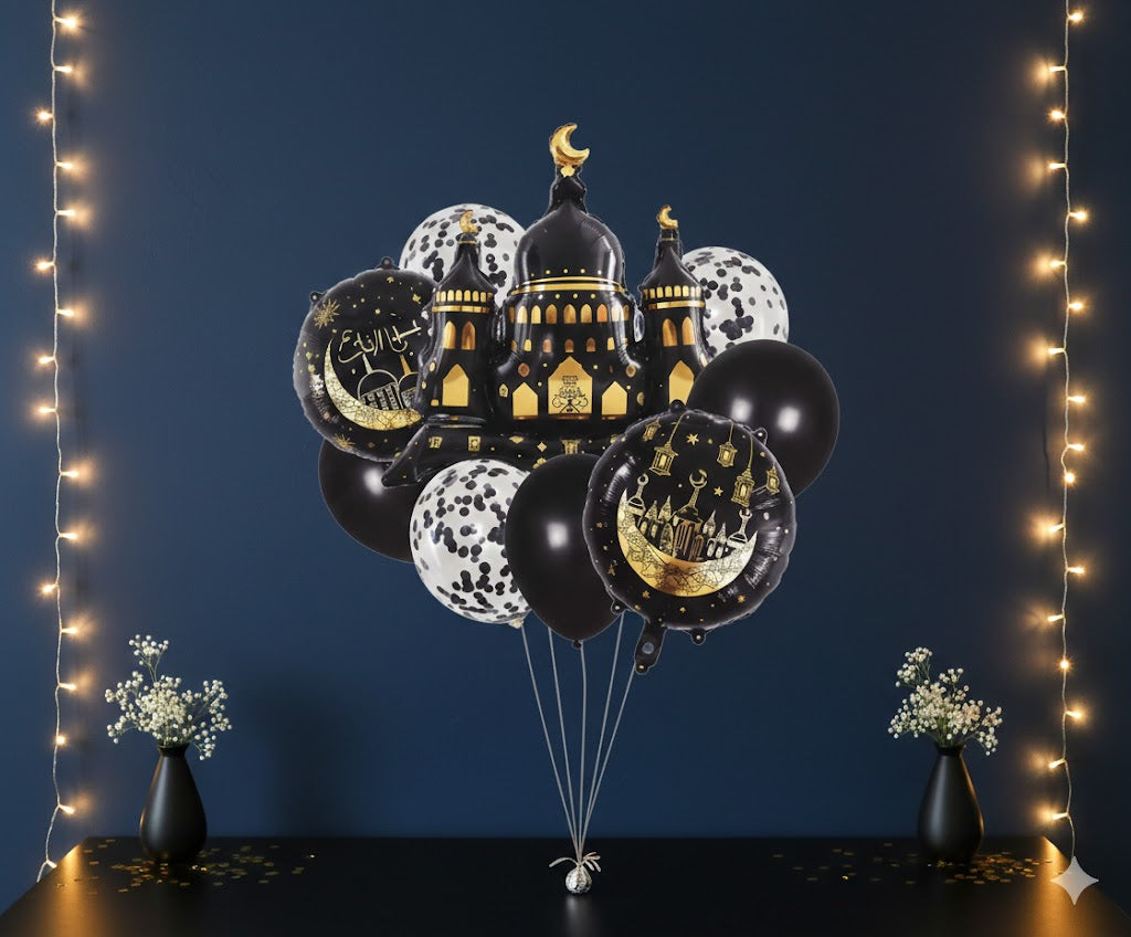 9 Pc Eid Mubarak Foil Ballons Set For Decoration