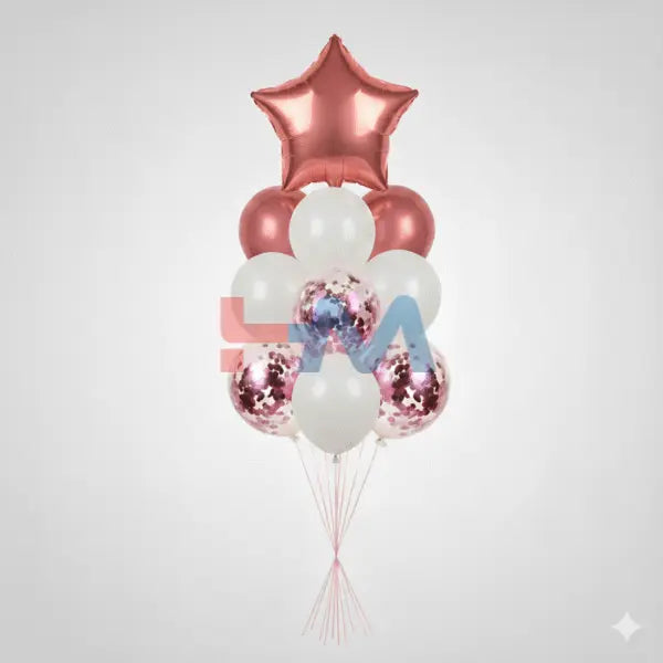 9 PC Foil Set (Star, Heart Shaped & Confetti Filled Balloons)