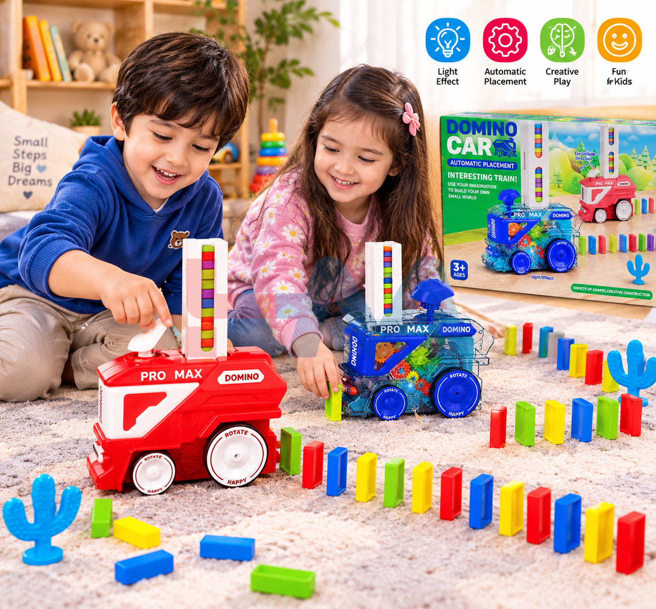 Automatic Domino Train Car with Colorful Domino Blocks