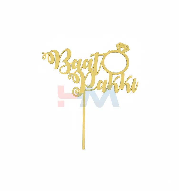 Cake Topper Baat Pakki Golden Acrylic