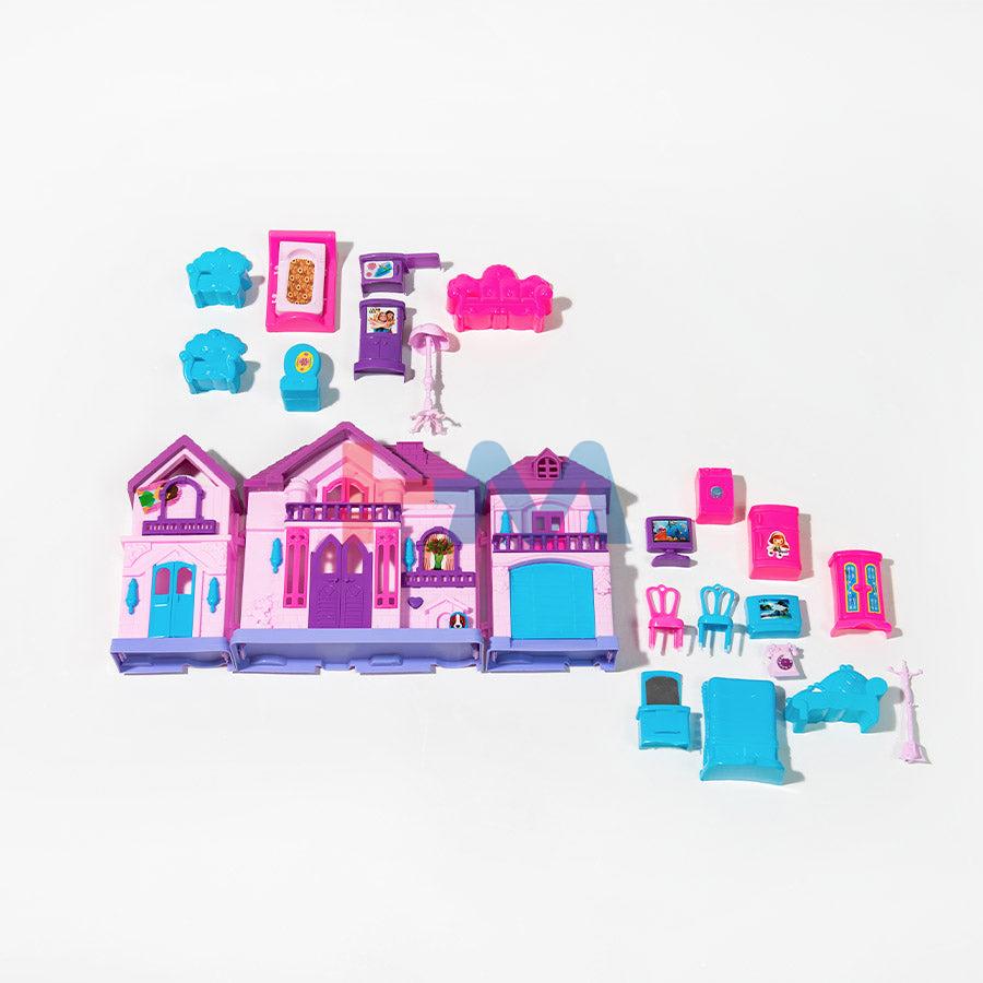 Portable Dollhouse and Furniture Play Set