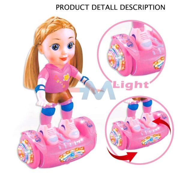 Kids' Interactive Roller Doll with Automatic Rotation and Flashing Wheels – Best Gift Toy
