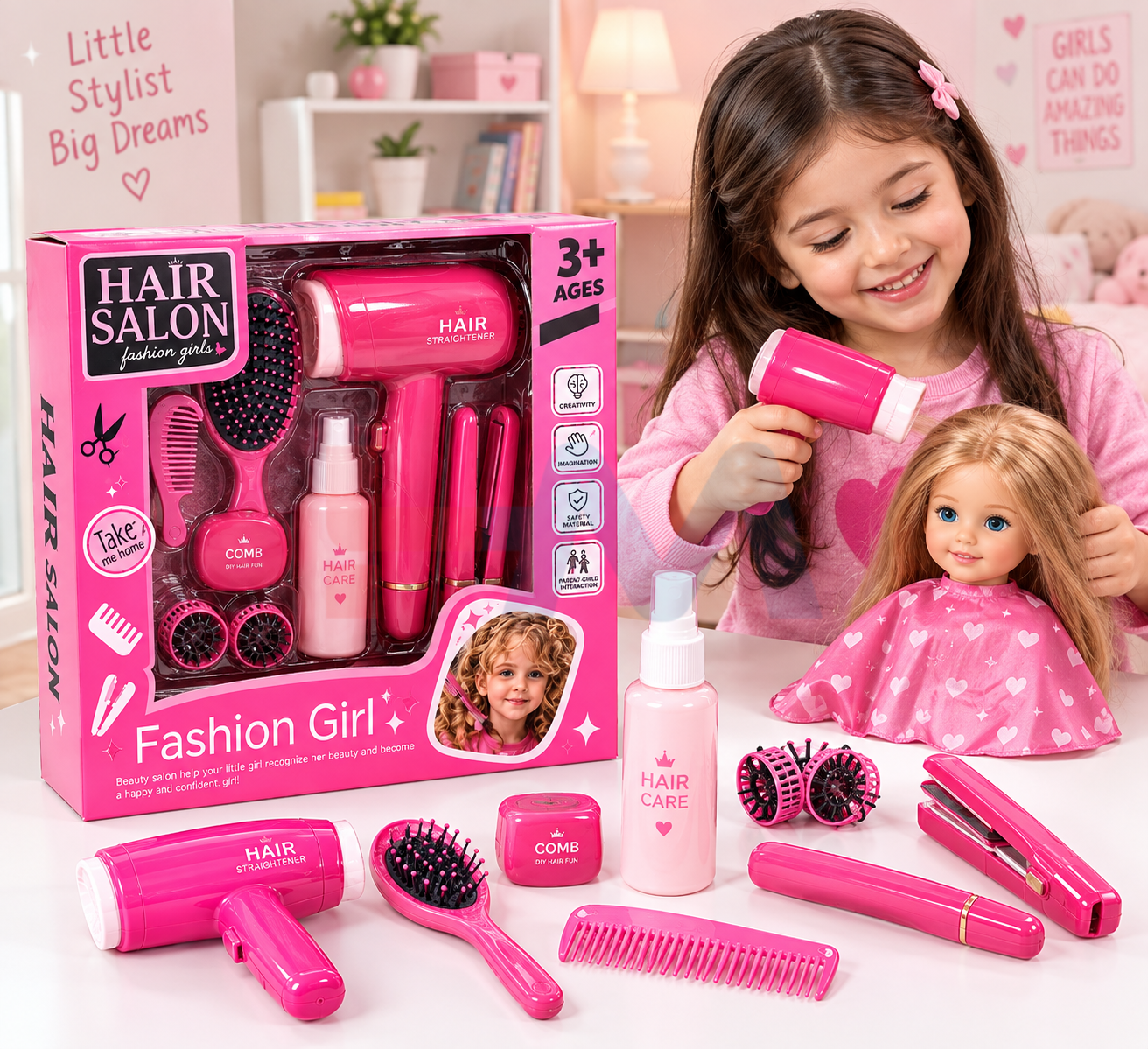 Fashion Girl Hair Styling & Beauty Salon Toy Set