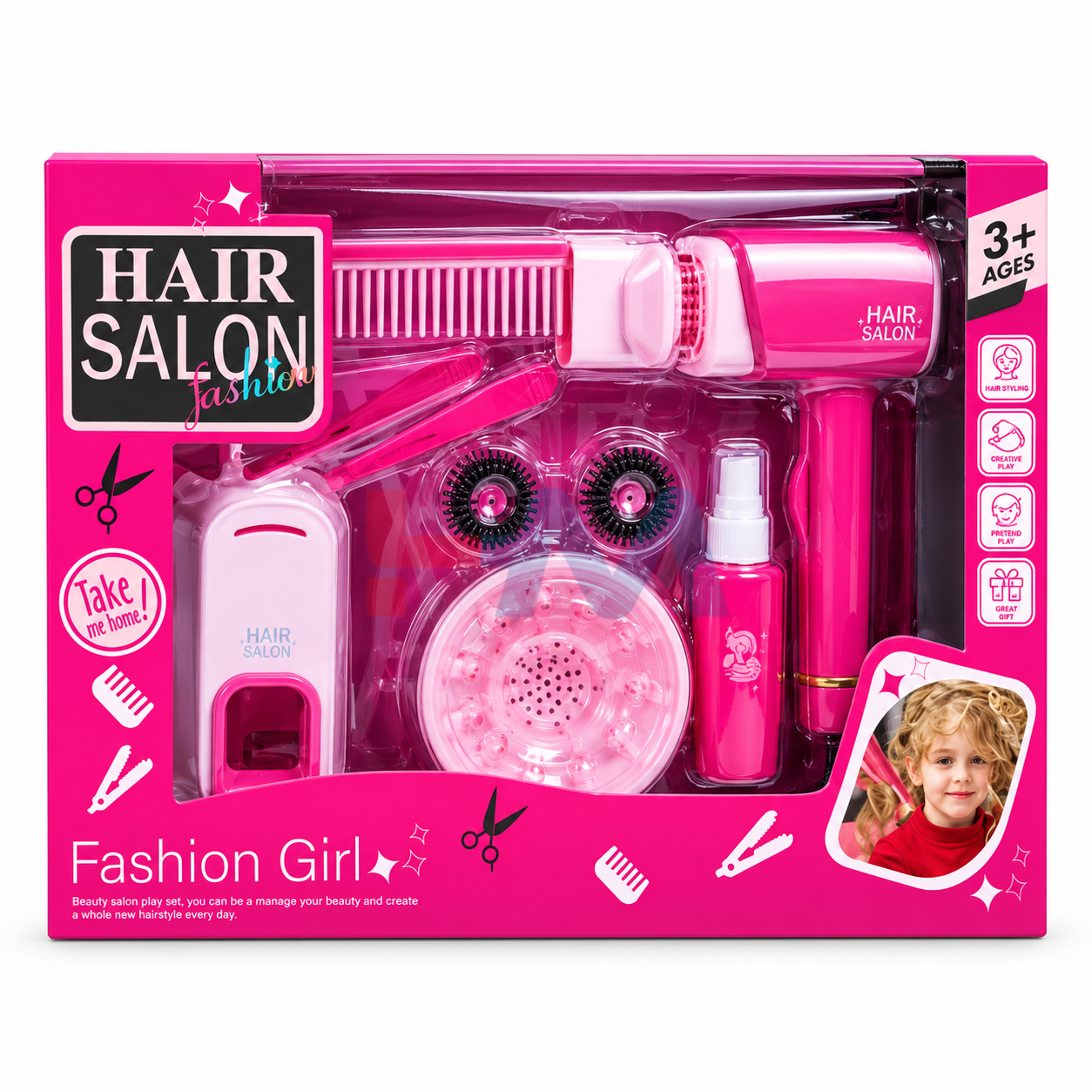 Fashion Girl Hair Styling & Beauty Salon Toy Set