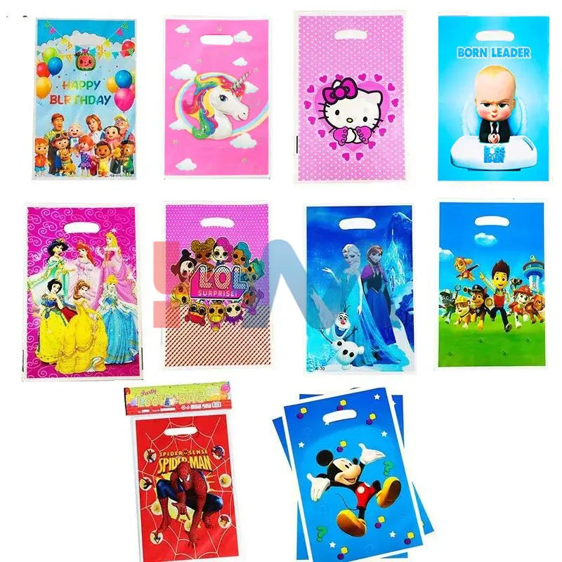 Cartoon Theme Plastic Goddies Bags -10 Pcs