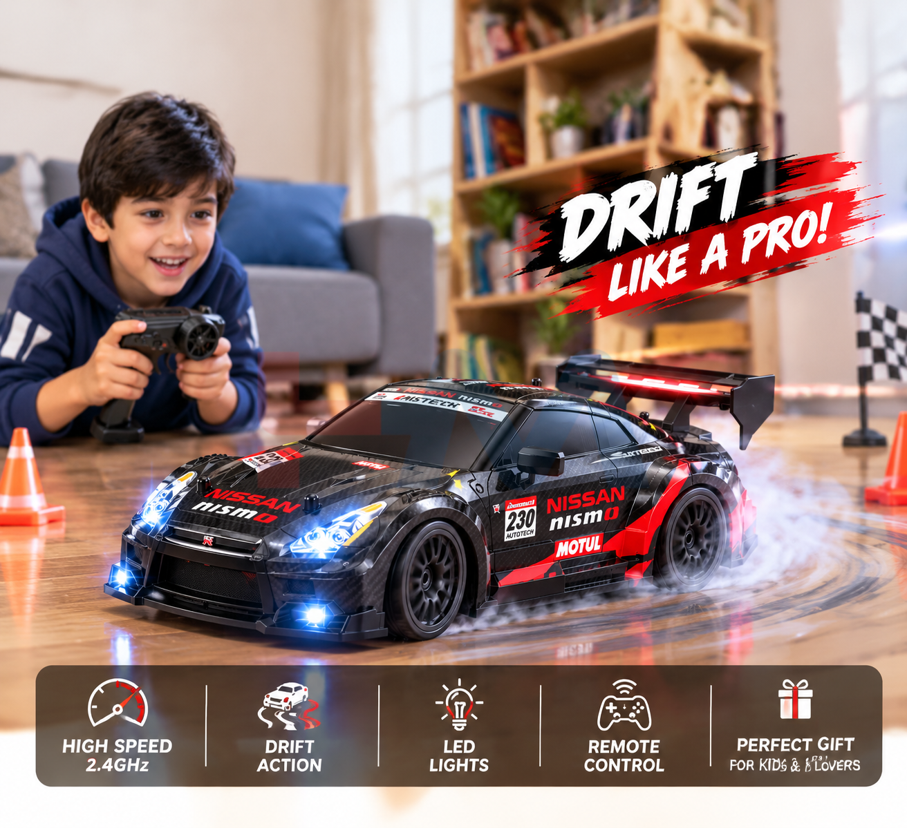 High Speed Nissan GT-R Style RC Drift Racing Car