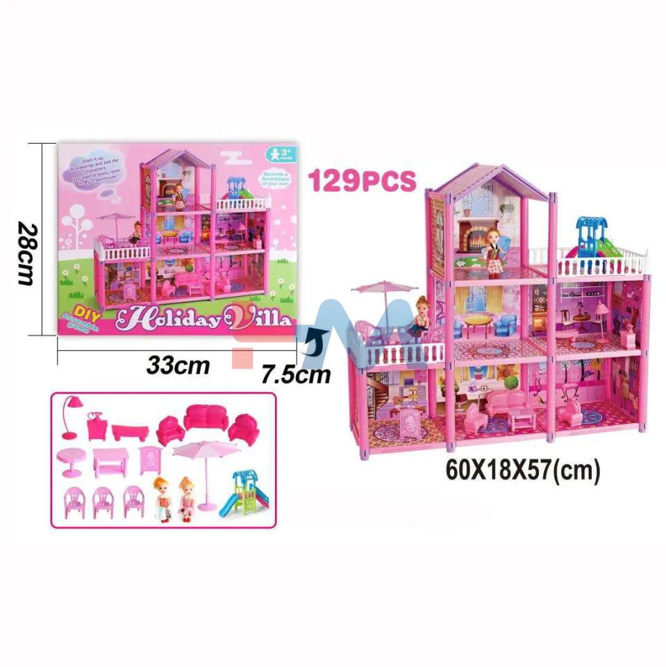 Holiday Villa Pink Doll House 129-PC