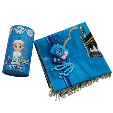 Kids Islamic Prayer Mat with Tasbeeh & Coin Money Bank
