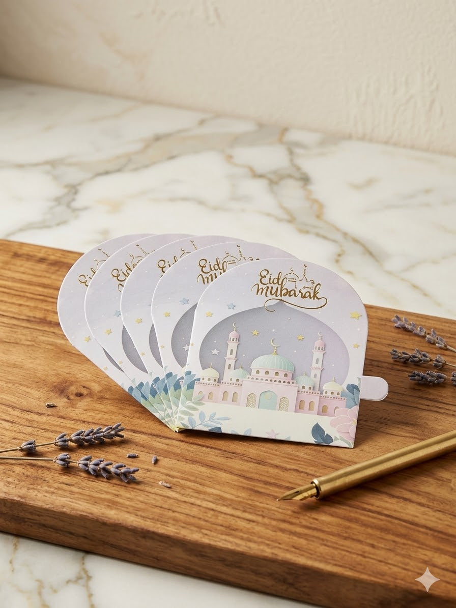 Eid Mubarak Mini Wallet Style Foil Printed Envelope 10 Pc