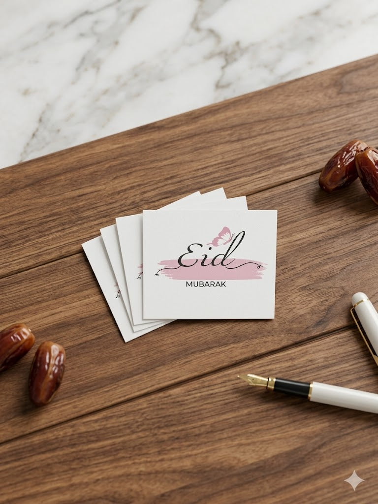 Cute Pink Square Eid Mubarak Printed Envelope 10 Pc