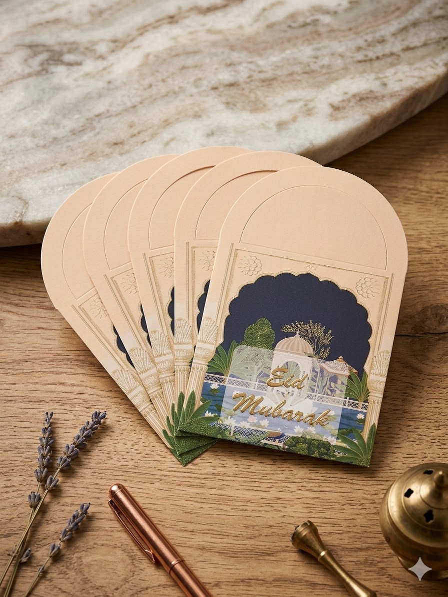Eid Mubarak Foil Printed Mini Hand Style Envelop 10 Pc