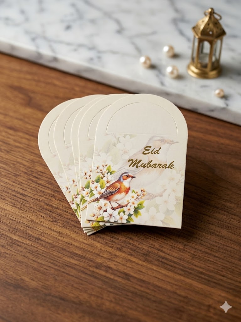 Eid Mubarak Foil Printed Mini Hand Style Envelop 10 Pc