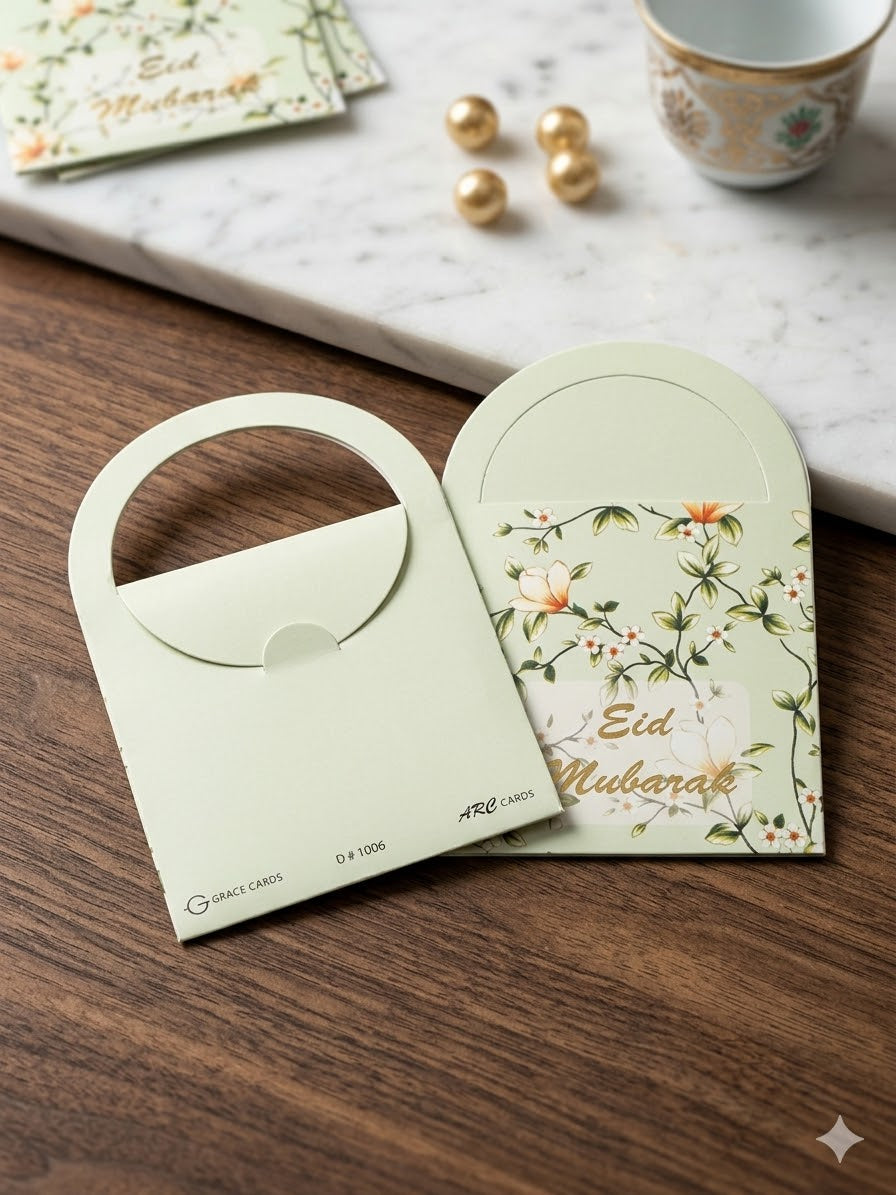 Eid Mubarak Foil Printed Mini Hand Style Envelop 10 Pc