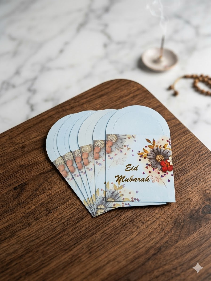 Eid Mubarak Foil Printed Mini Hand Style Envelop 10 Pc