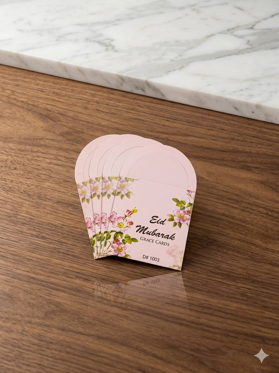 Eid Mubarak Foil Printed Mini Hand Style Pink Envelop 10 Pc