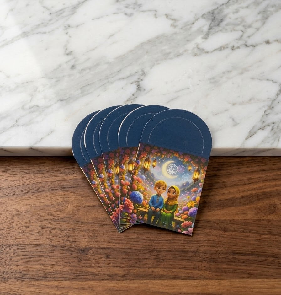 Eid Mubarak Foil Printed Mini Hand Style Envelop 10 Pc