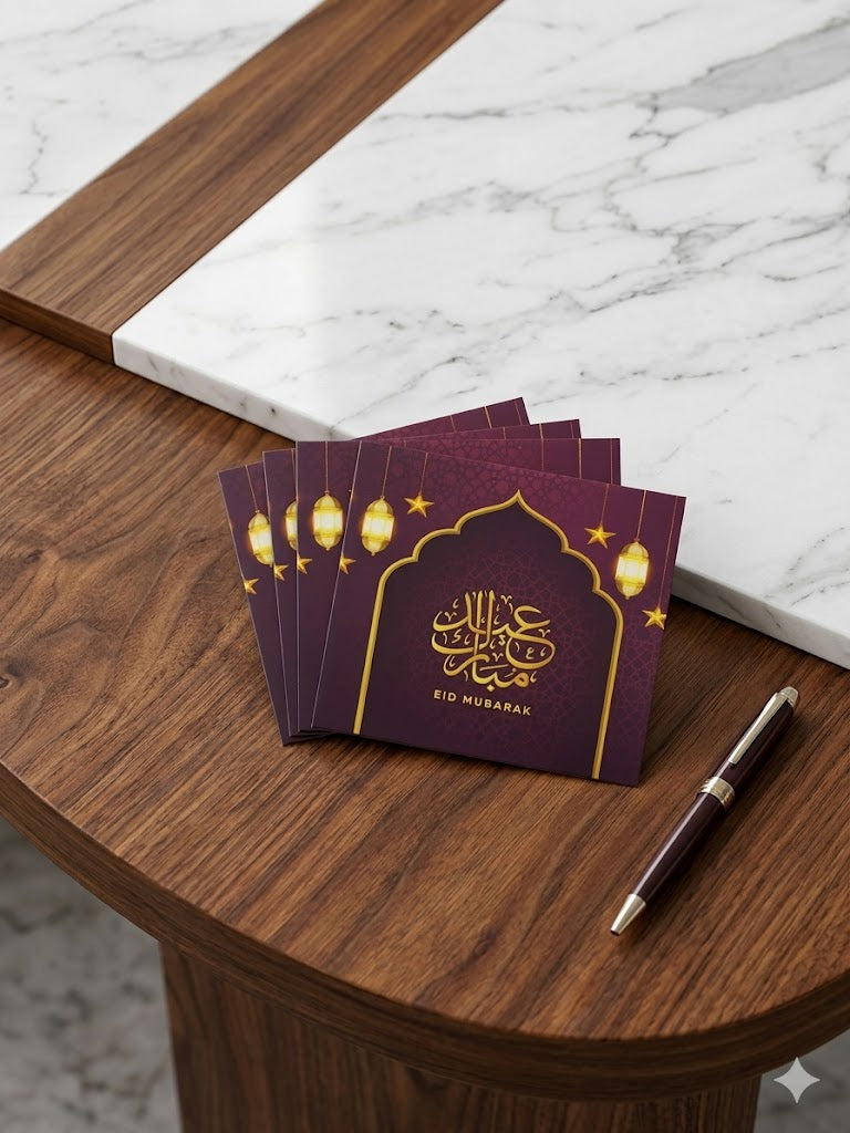 Royal Eid Mubarak Square Printed Envelop 10 Pc