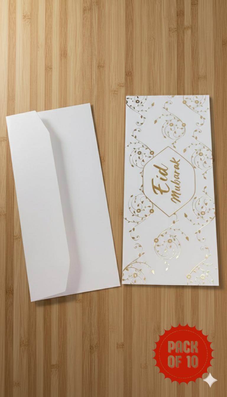 Premium Foil Printend Eid Mubarak Envelope 10 PC