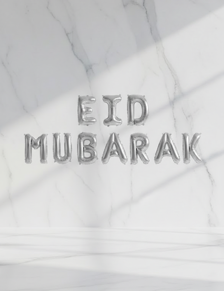 Silver Eid Mubarak Foil Balllon For Decoration