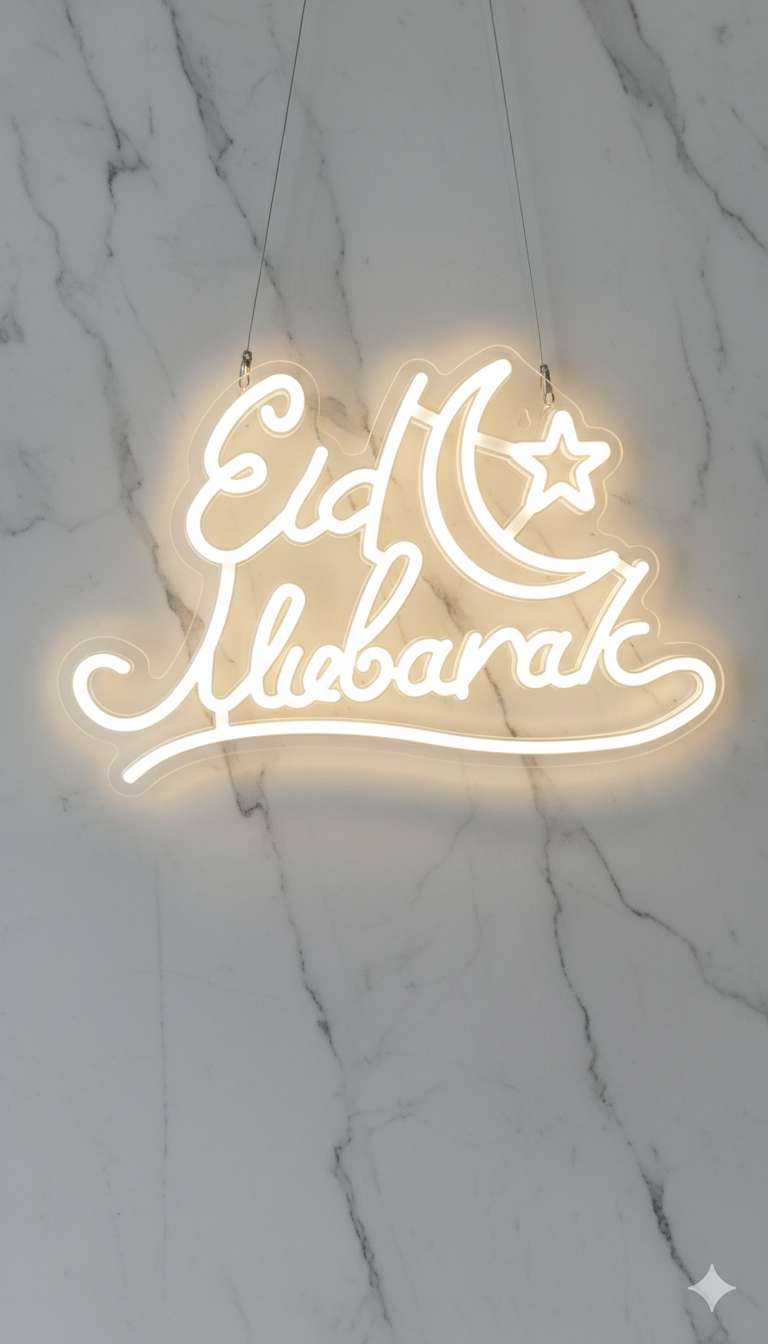 Eid Mubarak Moon Star Neon LED Light For Home Decor