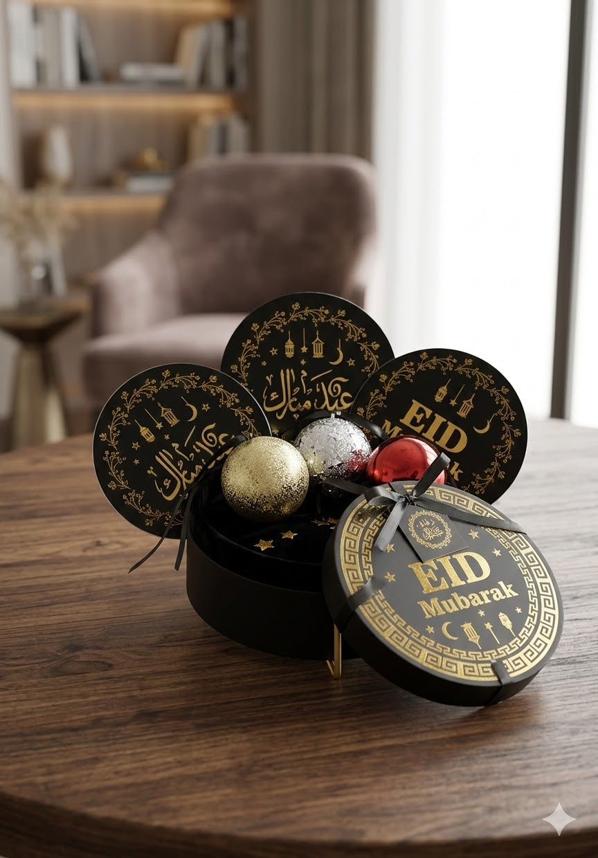 8 Pc Eid Mubarak Hanging Card Printed And Multi Balls