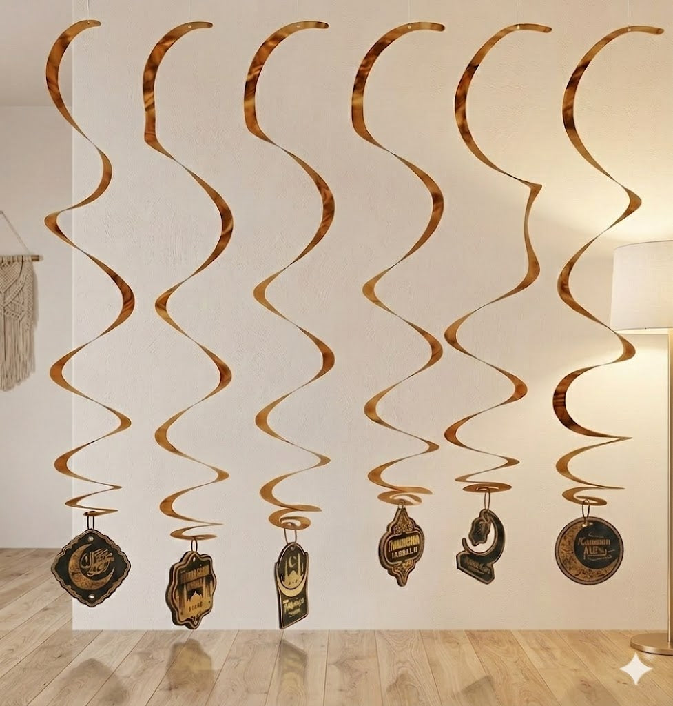 Ramadan Curl Hanging Decoration 6 Pc Set