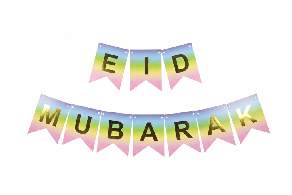 Rainbow Eid Mubarak Card Banner For Decoration