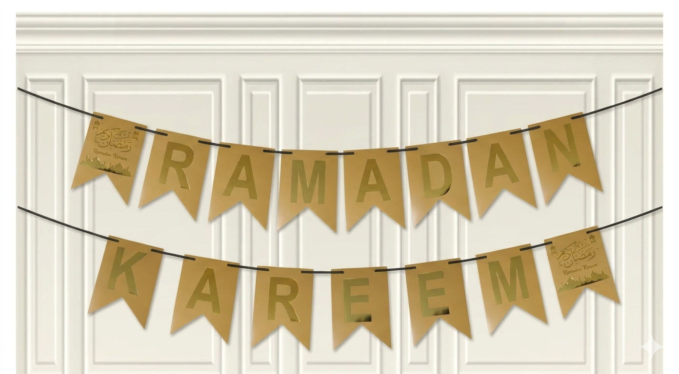 Ramadan Mubarak Foil Printed Card Banner