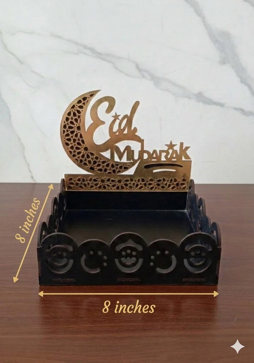 Eid Mubarak Wooden Acrylic Basket For Eid Gifts