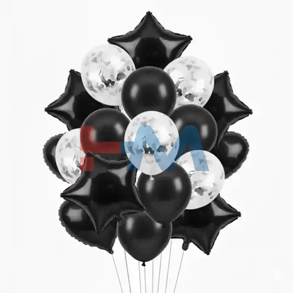 14 PC Foil Set (Star, Heart Shaped & Confetti Filled Balloons)