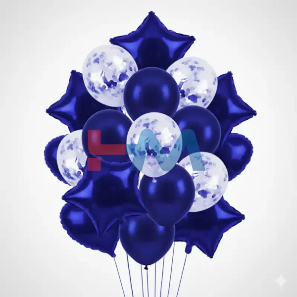 14 PC Foil Set (Star, Heart Shaped & Confetti Filled Balloons)