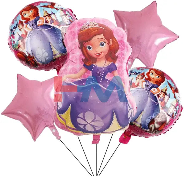 5Pcs Foil Balloons Set Girls Characters