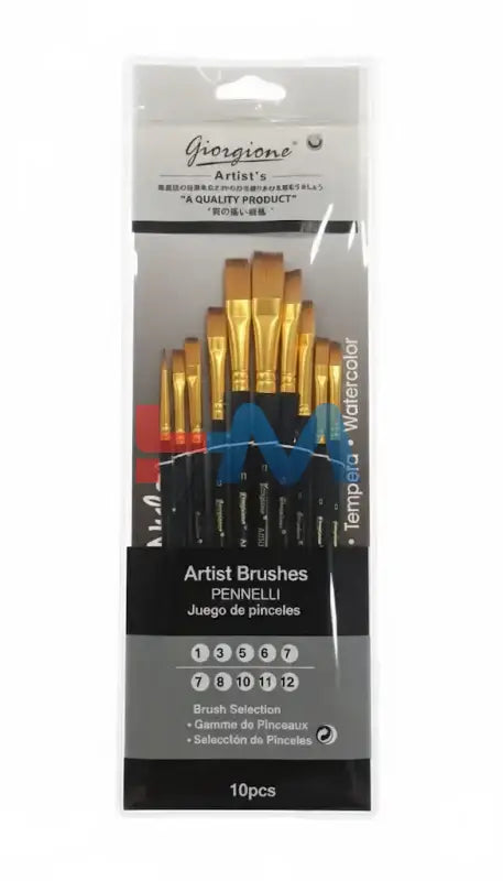 Giorgione Artist Round Paint Brushes set -10Pc (Flat)