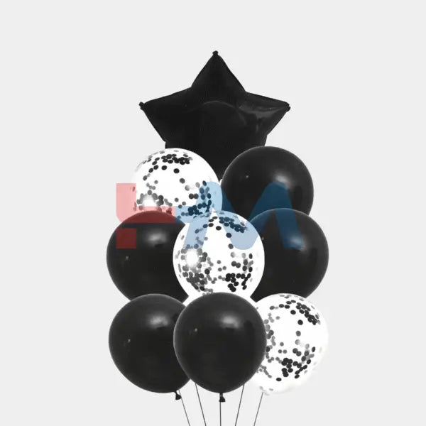 9 PC Foil Set (Star, Heart Shaped & Confetti Filled Balloons)