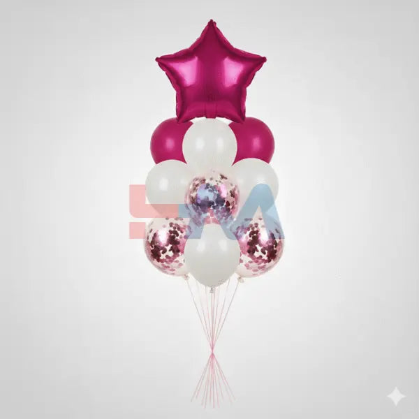9 PC Foil Set (Star, Heart Shaped & Confetti Filled Balloons)
