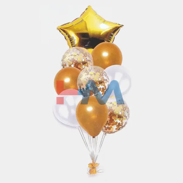 9 PC Foil Set (Star, Heart Shaped & Confetti Filled Balloons)