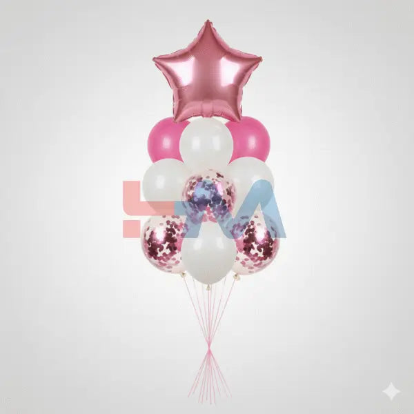 9 PC Foil Set (Star, Heart Shaped & Confetti Filled Balloons)