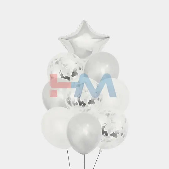 9 PC Foil Set (Star, Heart Shaped & Confetti Filled Balloons)