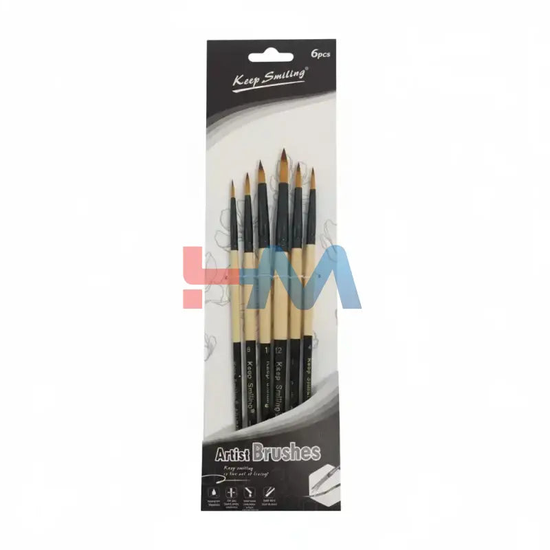 Keep Smiling Artist Brushes Set -6Pc