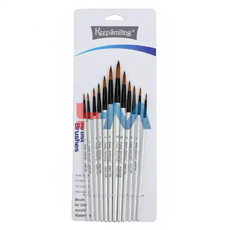 Keep Smiling Artist Brushes Set -12Pc (Round)