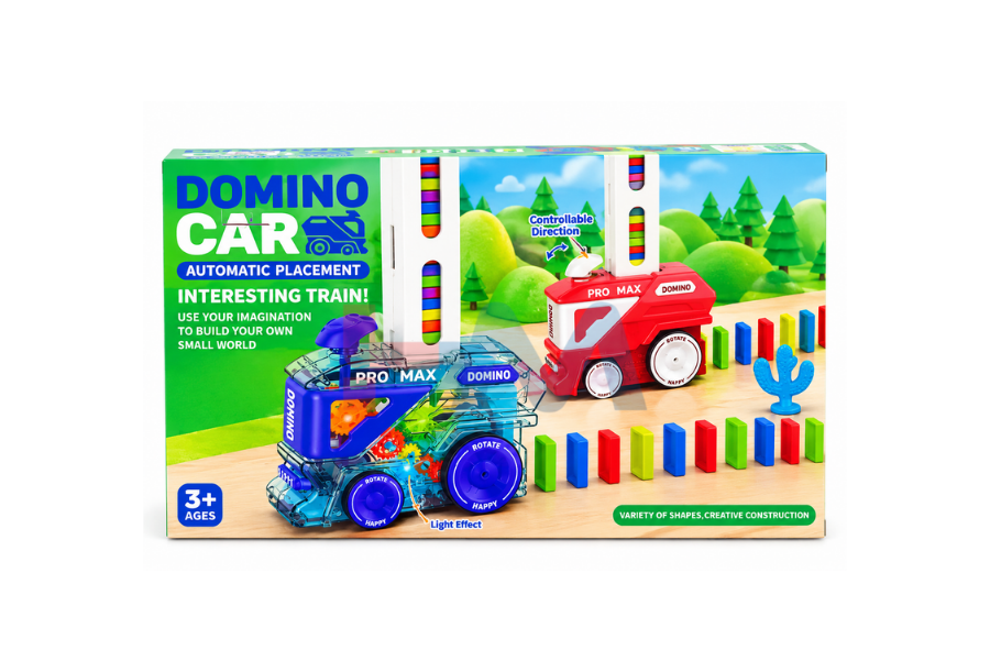 Automatic Domino Train Car with Colorful Domino Blocks
