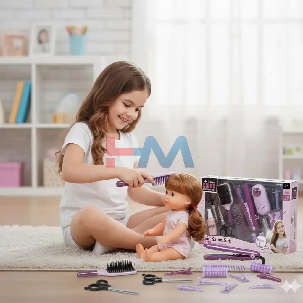 Kids Hair Salon Beauty Styling Set – Hair Straightener, Comb & Accessories