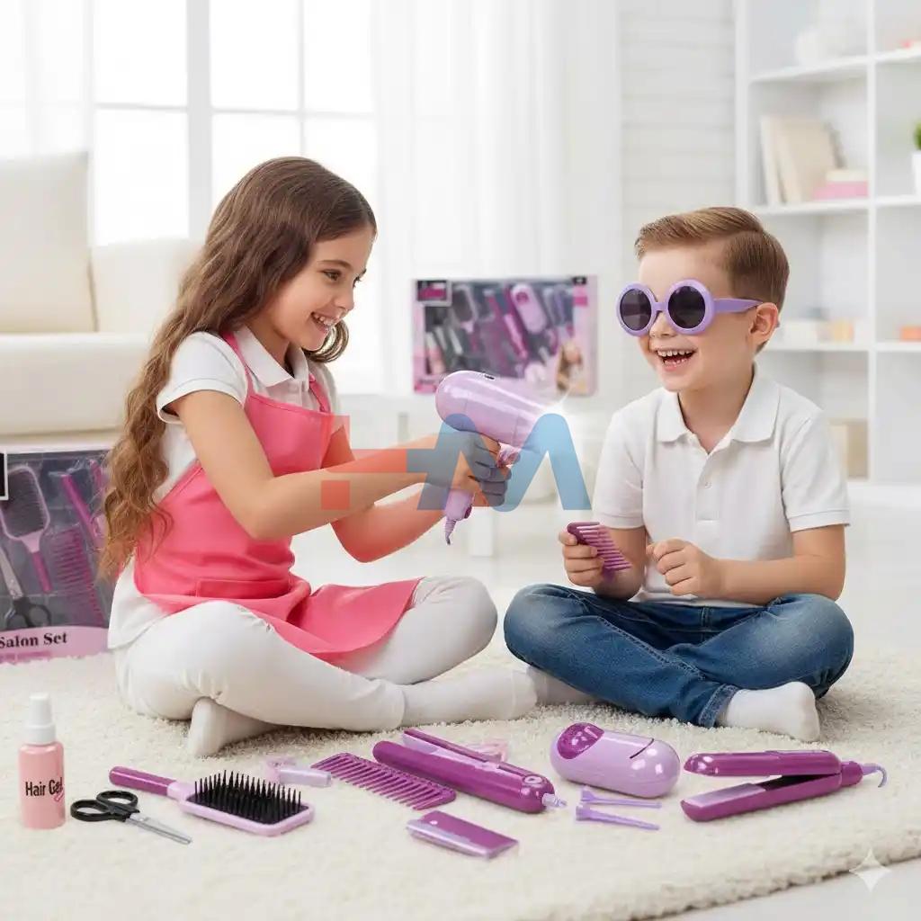 Kids Hair Salon Beauty Styling Set – Hair Straightener, Comb & Accessories
