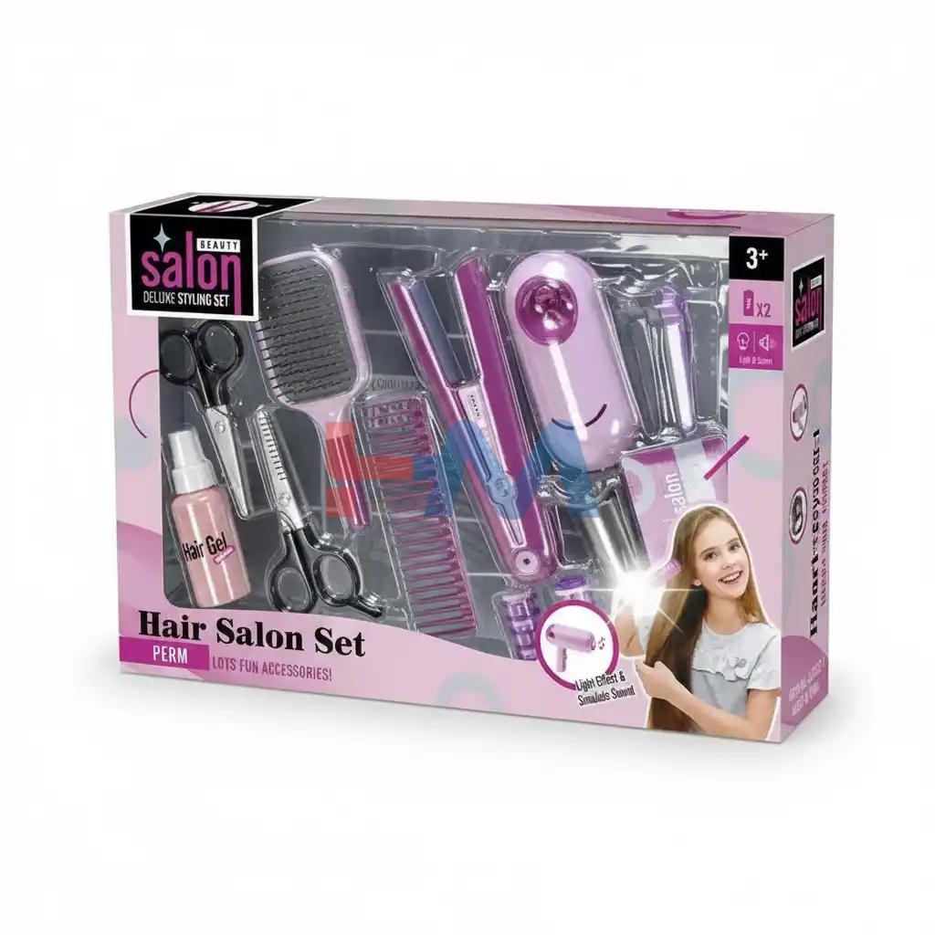 Kids Hair Salon Beauty Styling Set – Hair Straightener, Comb & Accessories