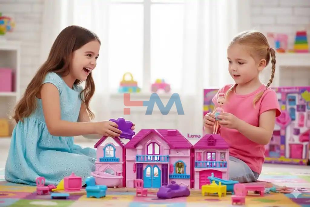 Portable Dollhouse and Furniture Play Set