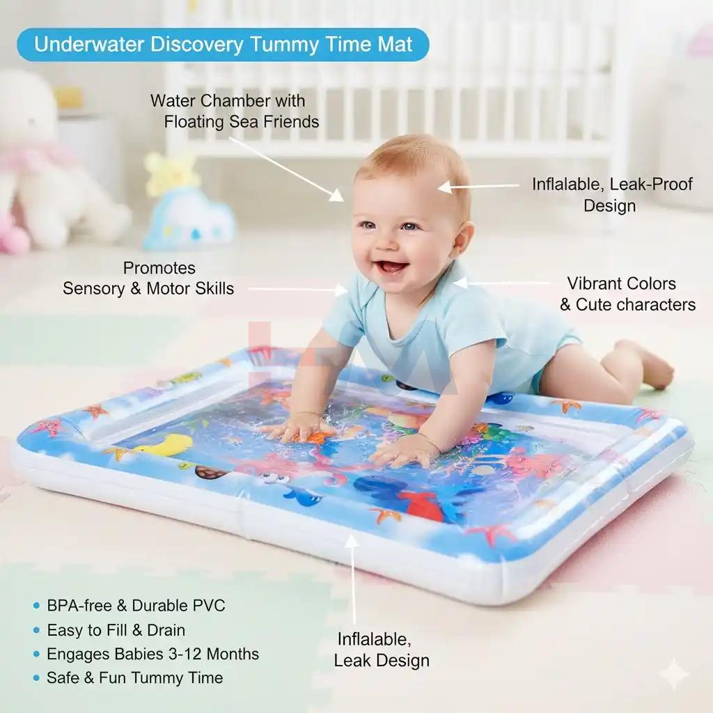 Inflatable Baby Water Play Mat for Infants & Kids