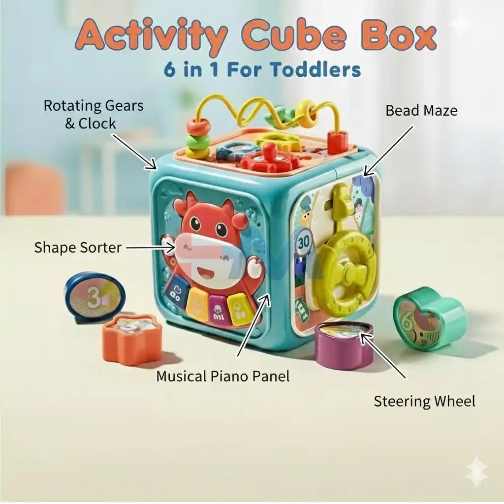 Activity Cube Box 6 in 1 For Toddlers